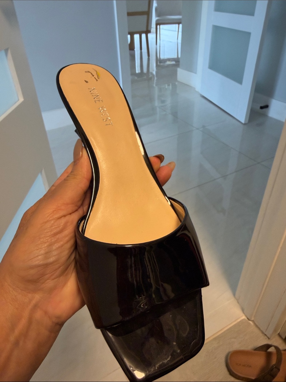 Anne Klein Black Patent Slip-On Mules